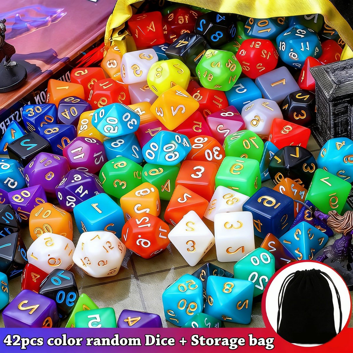 Board Game Pandemic - 42pcs DND Dice Set with Black