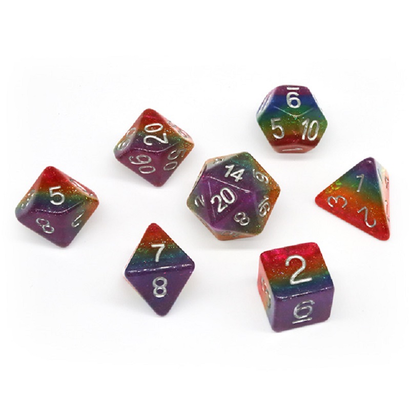 Board Game Pandemic - 7Pcs/Set Polyhedral Rainbow Dice Set Board