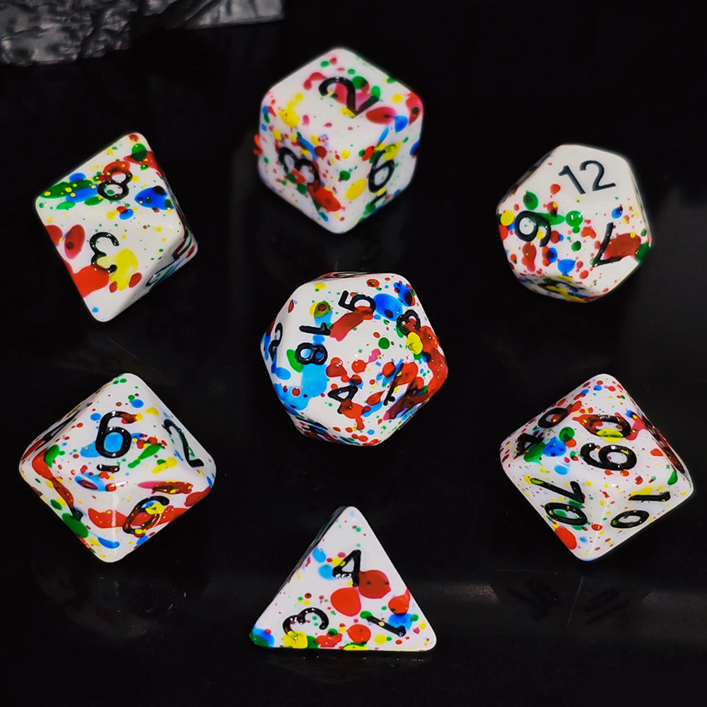 Board Game Pandemic - Paint Splatter Dice Set - 7PCS