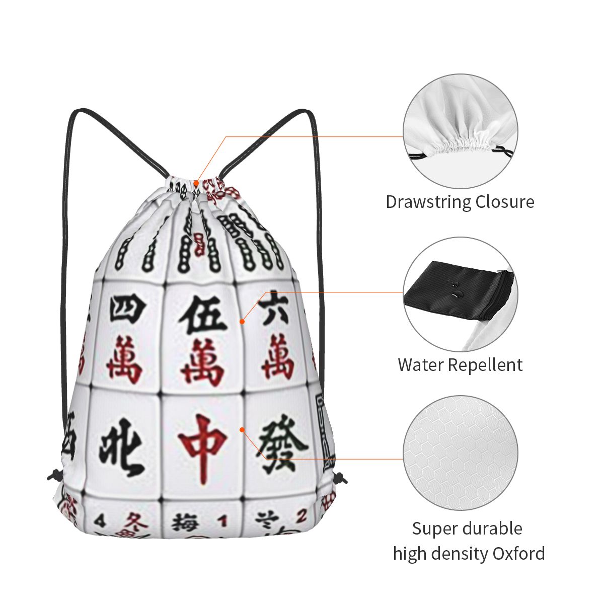 Mahjong Tile Pattern Backpacks – Tile Bag Drawstring Bewertung und Preis