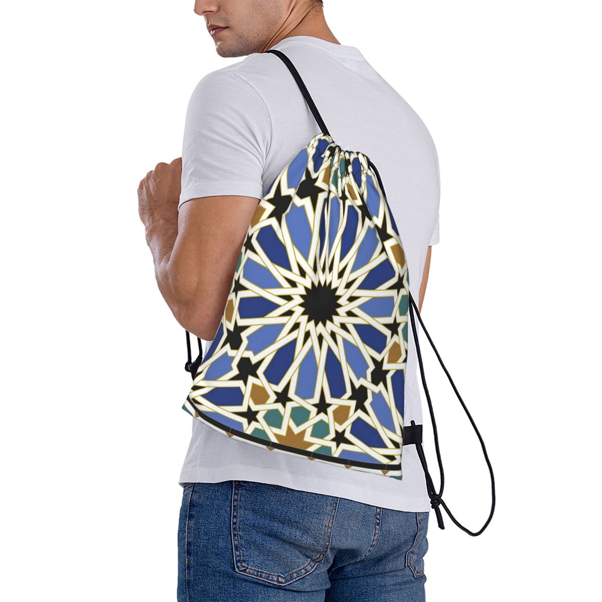 Arabic Tile I Backpacks Multi- – Tile Bag Drawstring Bewertung und Preis