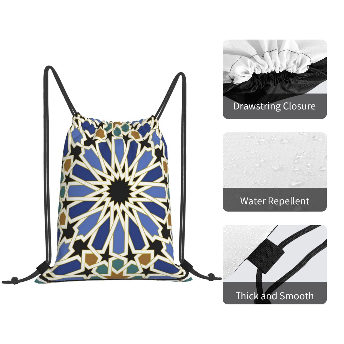 Arabic Tile I Backpacks Multi- – Tile Bag Drawstring Bewertung und Preis