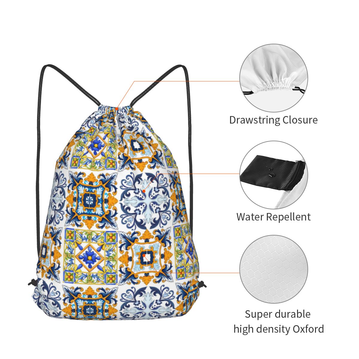 Copy Of Sicilian Tiles,mediter – Tile Bag Drawstring Bewertung und Preis