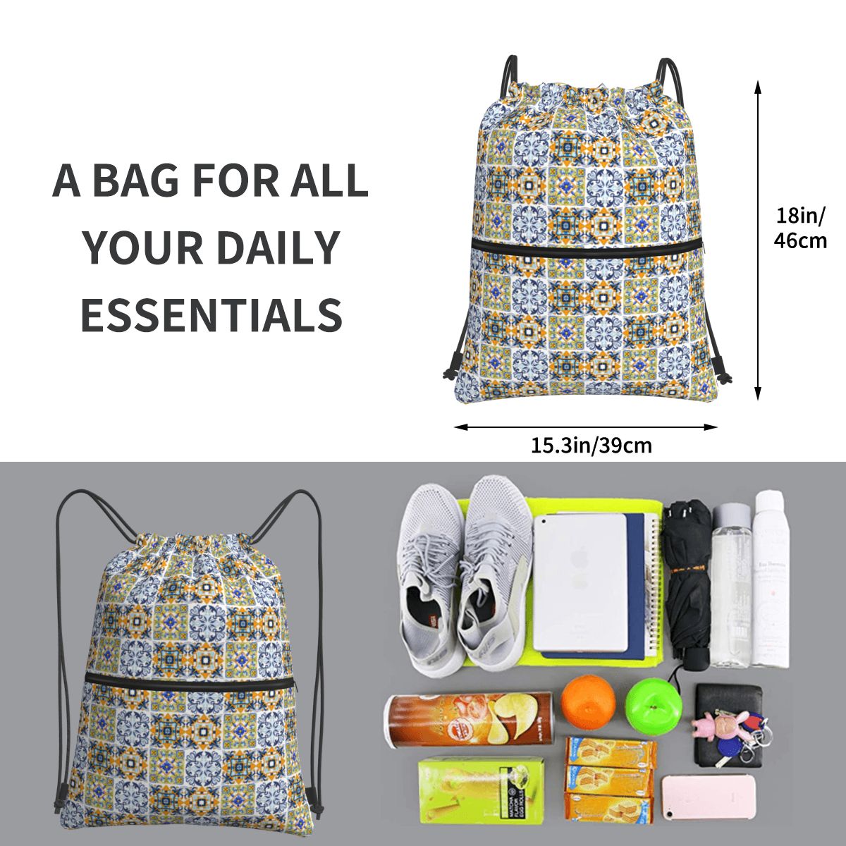 Copy Of Sicilian Tiles,mediter – Tile Bag Drawstring Bewertung und Preis