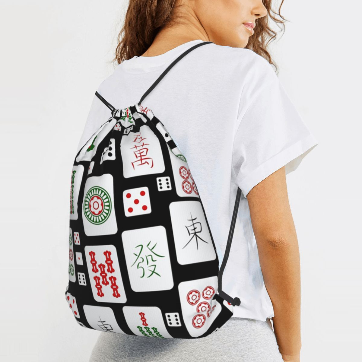 Mahjong Tiles Game Dice Backpa – Tile Bag Drawstring Bewertung und Preis