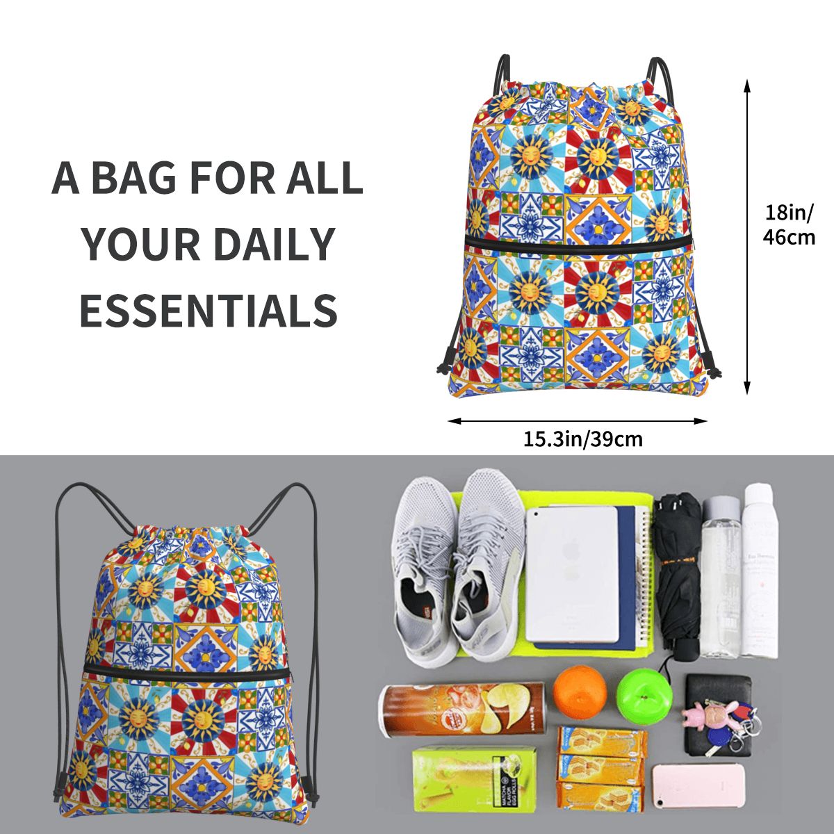 Sicilian Tiles,sun,half Moon,m – Tile Bag Drawstring Bewertung und Preis