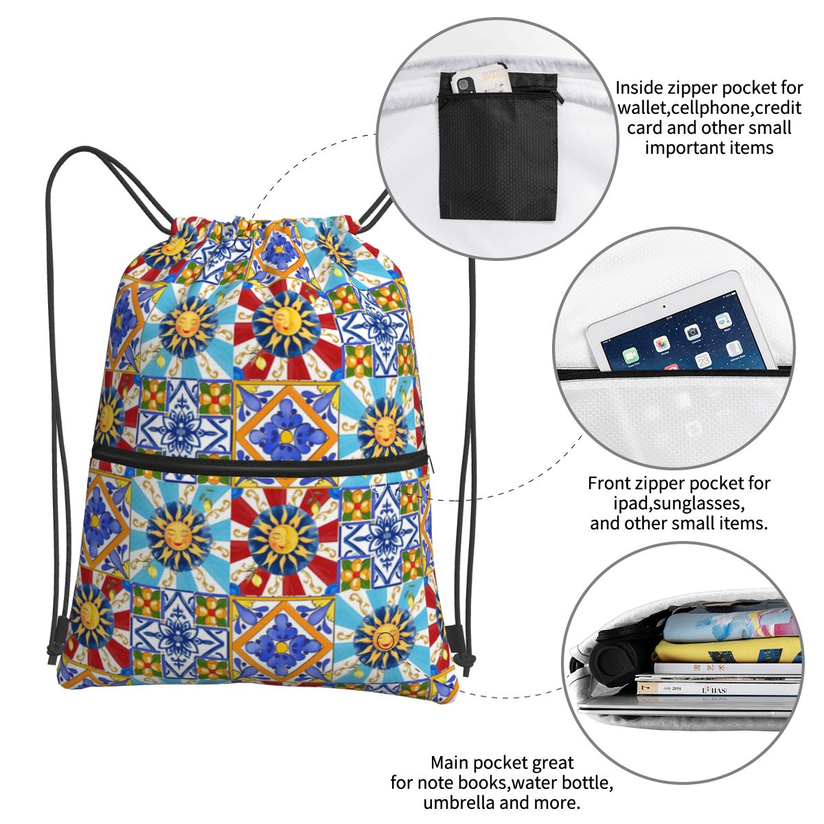 Sicilian Tiles,sun,half Moon,m – Tile Bag Drawstring Bewertung und Preis