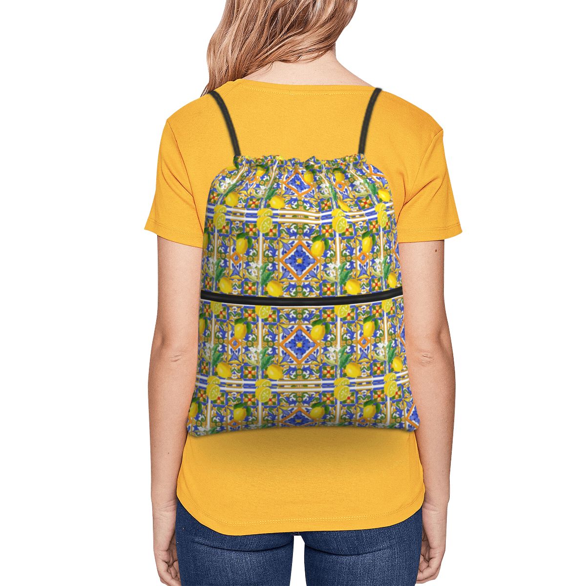 Summer ,Sicilian Tiles ,citrus – Tile Bag Drawstring Bewertung und Preis