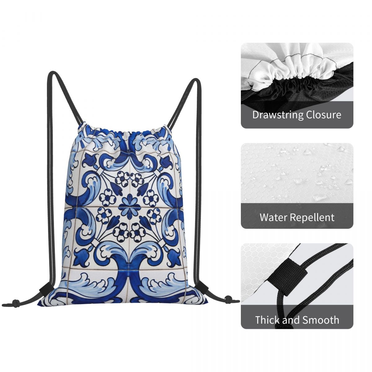 Antique Classic Lisbon Blue Az – Tile Bag Drawstring Bewertung und Preis