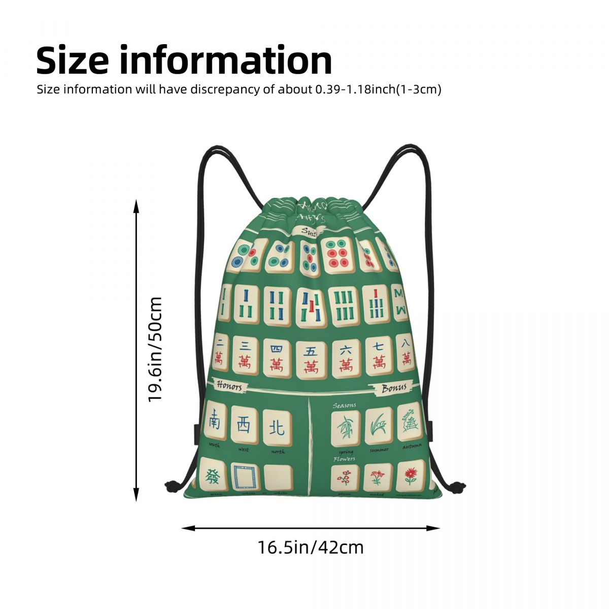 Mahjong Tile Pattern Backpacks – Tile Bag Drawstring Bewertung und Preis