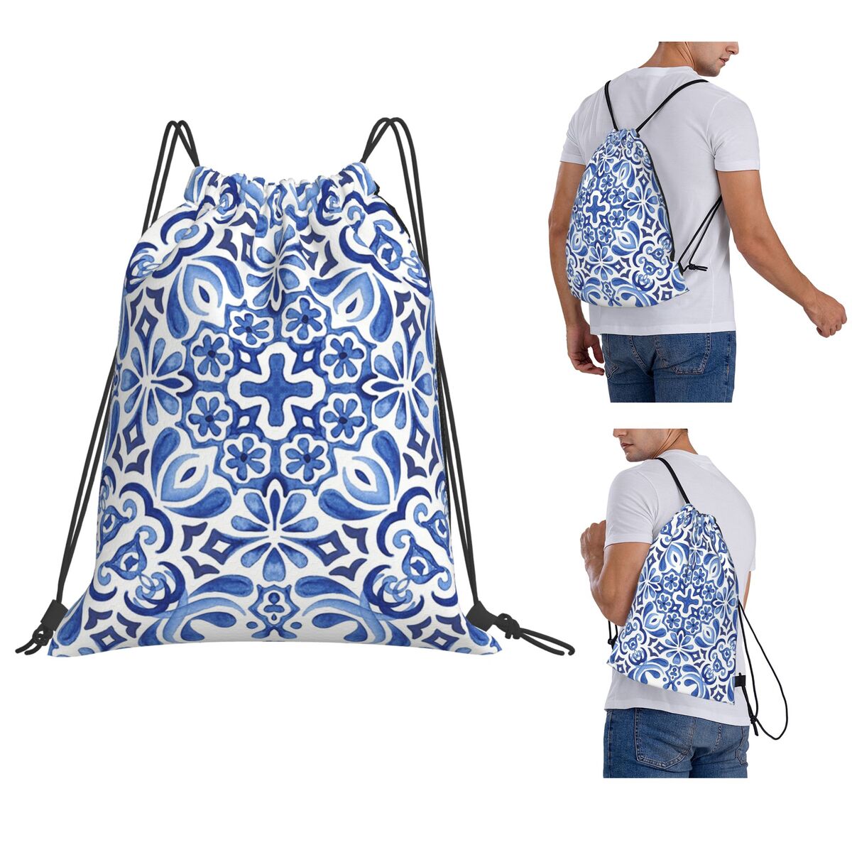 Mediterranean Mosaic Tiles Azu – Tile Bag Drawstring Bewertung und Preis