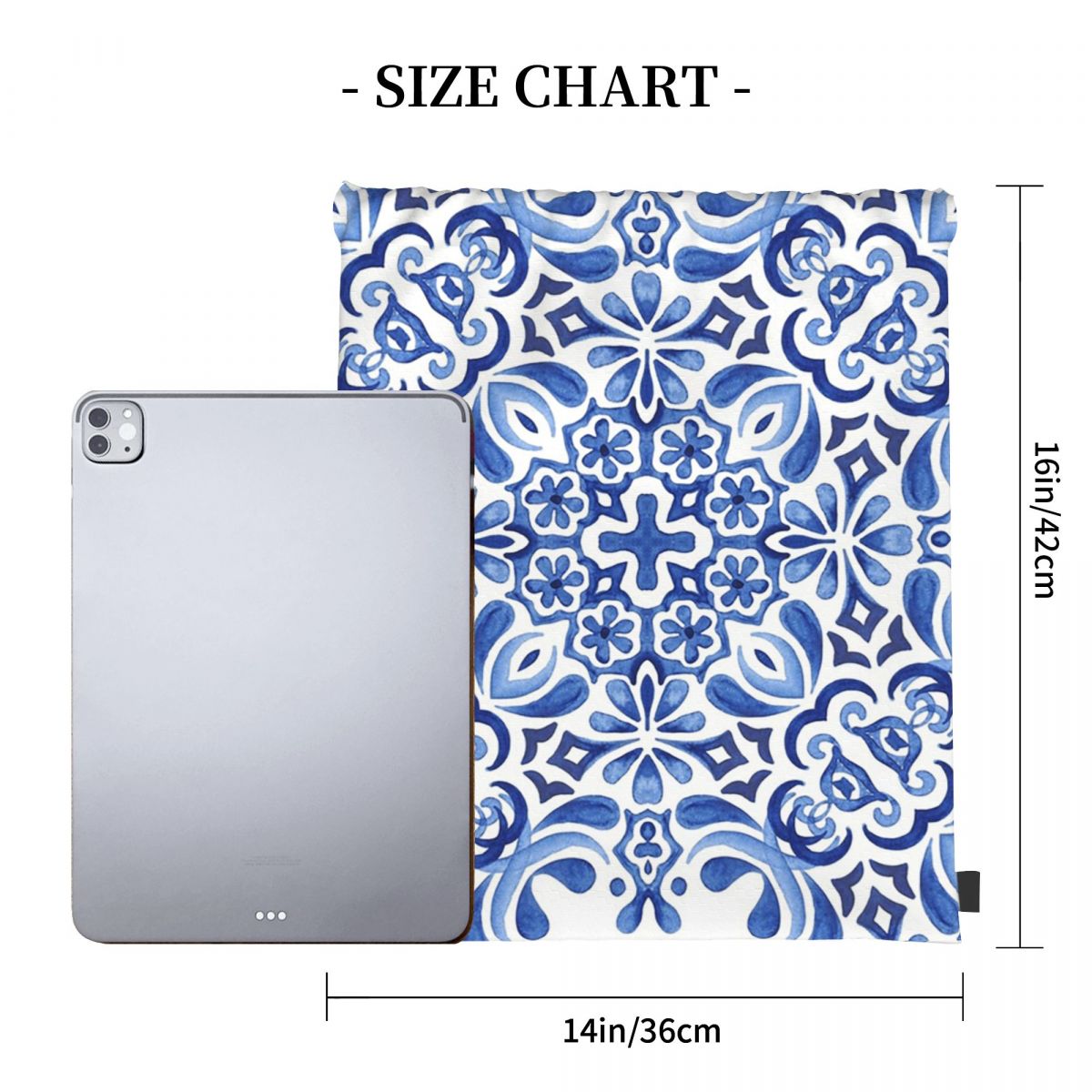 Mediterranean Mosaic Tiles Azu – Tile Bag Drawstring Bewertung und Preis
