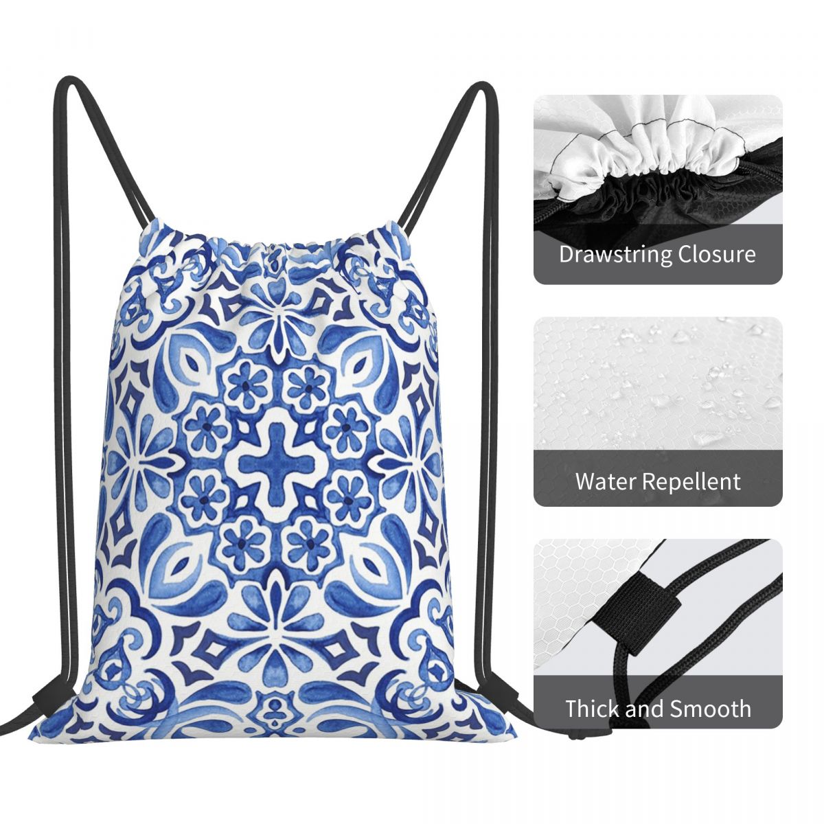 Mediterranean Mosaic Tiles Azu – Tile Bag Drawstring Bewertung und Preis
