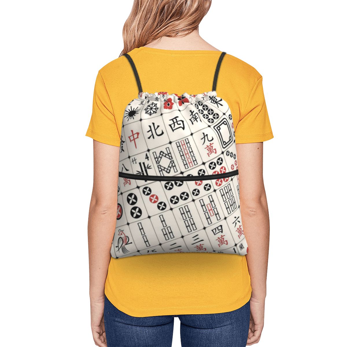 Mahjong Tile Pattern Backpacks – Tile Bag Drawstring Bewertung und Preis