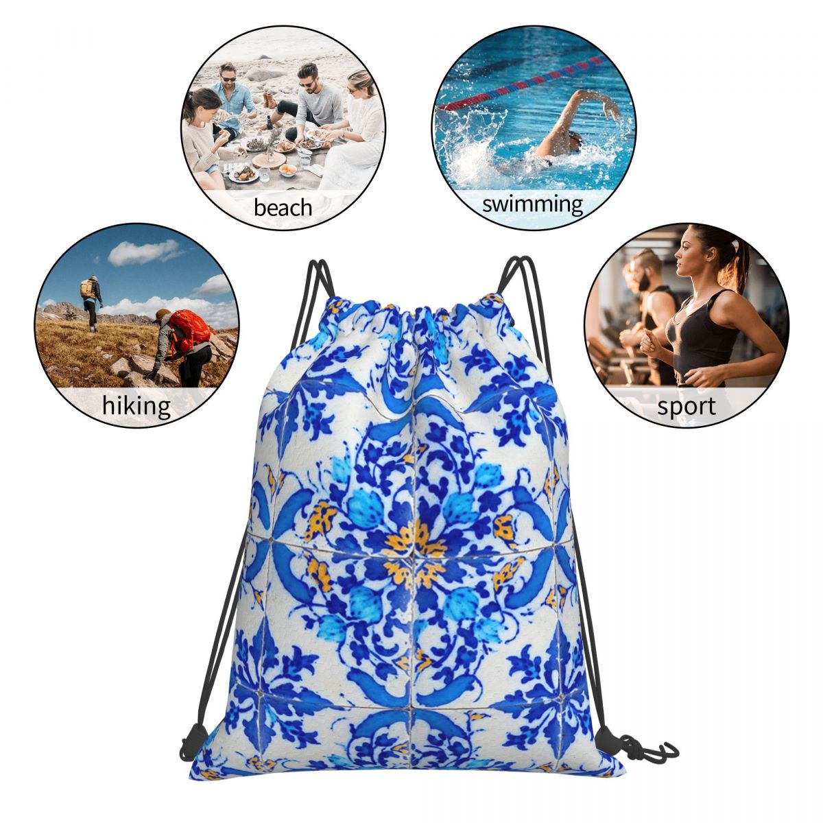 Portuguese Tile Decor Azulejo  – Tile Bag Drawstring Bewertung und Preis